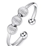 Silver Adjustable Anti Anxiety Beaded Spinner Rings Stacking Spinning Worry Ring