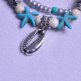 Turtle Anklets Multilayer Beads Handmade Animal Shell Beach Set Boho Foot Jewelry