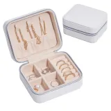 Rectangle Zipper Type PU Leather Jewelry Box For Girls and Women