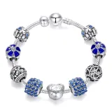 Women's Flower Heart Love Butterflies Zircon Crystal Charm Chain Jewelry Bracelet