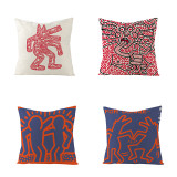4PCS Home Cotton Decorative Graffiti Style Throw Pillow Case Cushion Covers For Sofa Couch Bed Chair