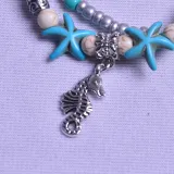 Turtle Anklets Multilayer Beads Handmade Animal Shell Beach Set Boho Foot Jewelry