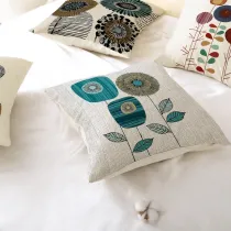 4PCS Home Cotton Plant Printin Decorative Throw Pillow Case Cushion Covers For Sofa Couch Bed Chair