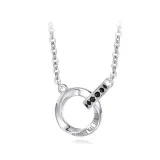 Zircon Fall in Lovers Double Rings Pendant Chain Jewelry Necklace