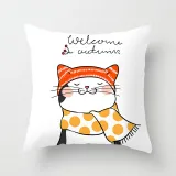 4PCS Home Cotton Decorative Cartoon Cat Throw Pillow Case Cushion Covers For Sofa Couch Bed Chair