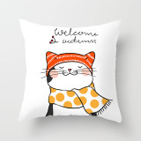 4PCS Home Cotton Decorative Cartoon Cat Throw Pillow Case Cushion Covers For Sofa Couch Bed Chair