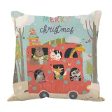 Green Linen Home Decoration Christmas Small Animal Pillow Sofa Pillowcase