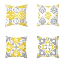 4PCS Home Cotton Decorative Slogan Pattern Throw Pillow Case Cushion Covers For Sofa Couch Bed Chair