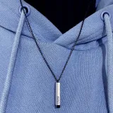 Pulling Type Square Necklace with Name Engrave DIY Customizable Mother's Day Gift