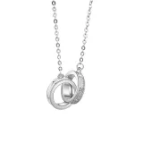 Silver Star Double Ring Lovers Pendant Chain Jewelry Necklace