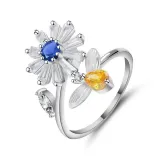 Zircon Diamonds Anxiety Stainless Steel Spinner Relieveing Ring Flower Butterfly Jewelry Rings
