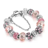 Women's 12 Constellations Crystal Beads Silver Bracelet Chain Charm Jewelry