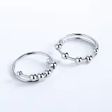 Silver Adjustable Anti Anxiety Beaded Spinner Rings Stacking Spinning Worry Ring