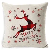 Home Decoration Red Plaids Elk Deer Pillow Cushion Cover Pillowcase