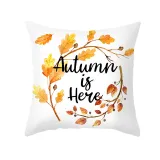 Maple Leaf Wreath Printed Thanksgiving Pillowcase Peach Skin Pillowcase