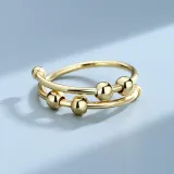 Silver Adjustable Anti Anxiety Beaded Spinner Rings Stacking Spinning Worry Ring