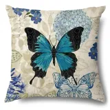 4PCS Home Cotton Decorative Spring Flower and Butterfly Throw Pillow Case Cushion Covers For Sofa Couch Bed Chair