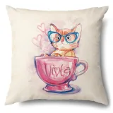 4PCS Home Cotton Decorative Cute Cartoon Cat Throw Pillow Case Cushion Covers For Sofa Couch Bed Chair