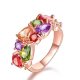 4PCS Colorful Drop Diamond Ring Earring Necklace Bracelet Jewelry Set Crystal Gift For Women Girls