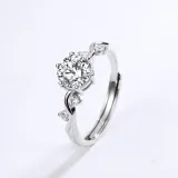 Silver Moissanite Shiny Diamond Ring For Women Girls With Gift Box