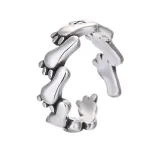 9PCS Silver Vintage Daisy Footprint Stackable Finger Punk Rings Set