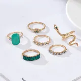 6PCS Snake Shape Bohemia Diamond Vintage Knuckle Stackable Finger Rings Set