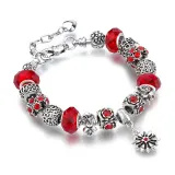 Flower Star Silver Beaded Bracelet Crystal Charm Zircon Diamond Bead Bracelet for Women