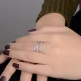 Three Rows Star Diamond Opening Adjustable Ring Gifts