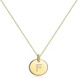 2PCS Pendant Necklace and Bracelet Plated Disc Double Side Engraved A-Z Letter Jewelry Gift for Women