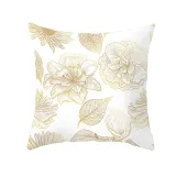 4PCS Home Cotton Decorative Gold Leaves Throw Pillow Case Cushion Covers For Sofa Couch Bed Chair