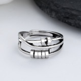 Silver Adjustable Anti Anxiety Rings Fidget Spinner Band Adjustable Stacking Spinning Worry Ring