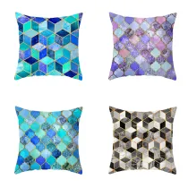 4PCS Home Cotton Decorative Rhombus Printing Throw Pillow Case Cushion Covers For Sofa Couch Bed Chair