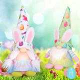 2PCS Easter LED Light Up Gnome Bunny Faceless Plush Doll Ornaments With Egg