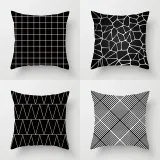 4PCS Home Cotton Decorative Black White Stripe Throw Pillow Case Cushion Covers For Sofa Couch Bed Chair