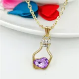 Heart Type Crystal Pendant Silver Golden Chain Jewelry Necklace