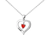 Hollow Out Diamond Heart Birthstones Necklace with Name Engraved Custom Gift For Mom Friends
