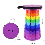 Portable Telescopic Folding Stools Rainbow Multicolor Collapsible Retractable Camping Fishing Hiking Stools