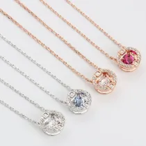 Silver Zircon Diamonds Beating Heart Clavicle Chain Jewelry Necklace