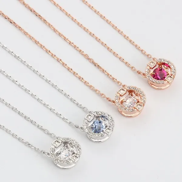 Silver Zircon Diamonds Beating Heart Clavicle Chain Jewelry Necklace
