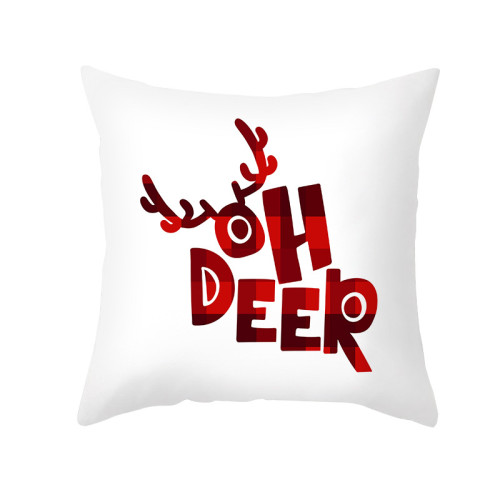 Home Decoration White Christmas Elk Oh My Deer Pillowcase Cotton Cushion Pillow Cover