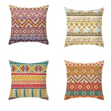 4PCS Home Cotton Decorative Bohemia Geometry Throw Pillow Case Cushion Covers For Sofa Couch Bed Chair