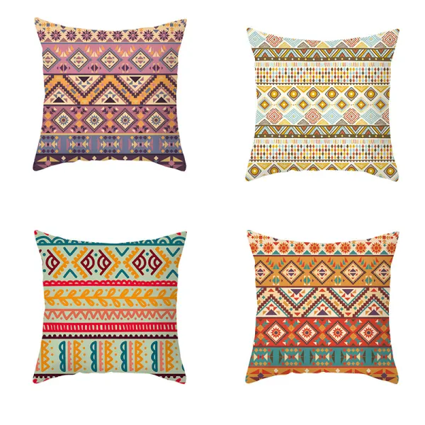 4PCS Home Cotton Decorative Bohemia Geometry Throw Pillow Case Cushion Covers For Sofa Couch Bed Chair