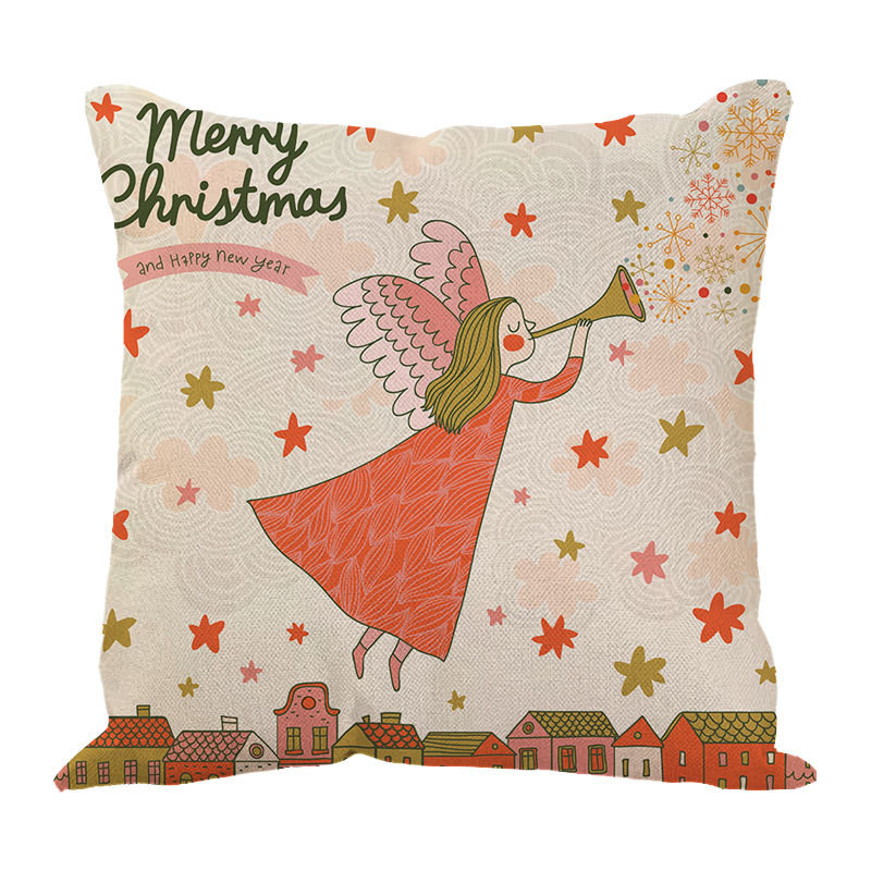 Pink Linen Home Decoration Christmas Fairy Pillow Sofa Pillowcase