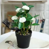 Artificial Plant Potted Rose Flower Green Plant Bonsai Decoration