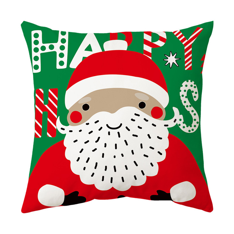 Christmas Cartoon Santa Claus Pillowcase Printed Cushion Cover