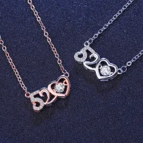 Sterling Silver Zircon Diamond 520 LovePendant Chain Jewelry Necklace