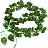 12PCS Artificial Green Leaves Ivy Climbing Vine Plant Interior Decoration