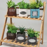Artificial Succulent Plant Combination Wooden Potted Landscape Decoration