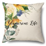 4PCS Yellow Sunflowers Home Cotton Decorative Throw Pillow Case Cushion Covers
