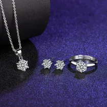 Classic Silver Zircon Diamond Pendant Chain Jewelry Earrings Necklaces Rings Jewelry Sets